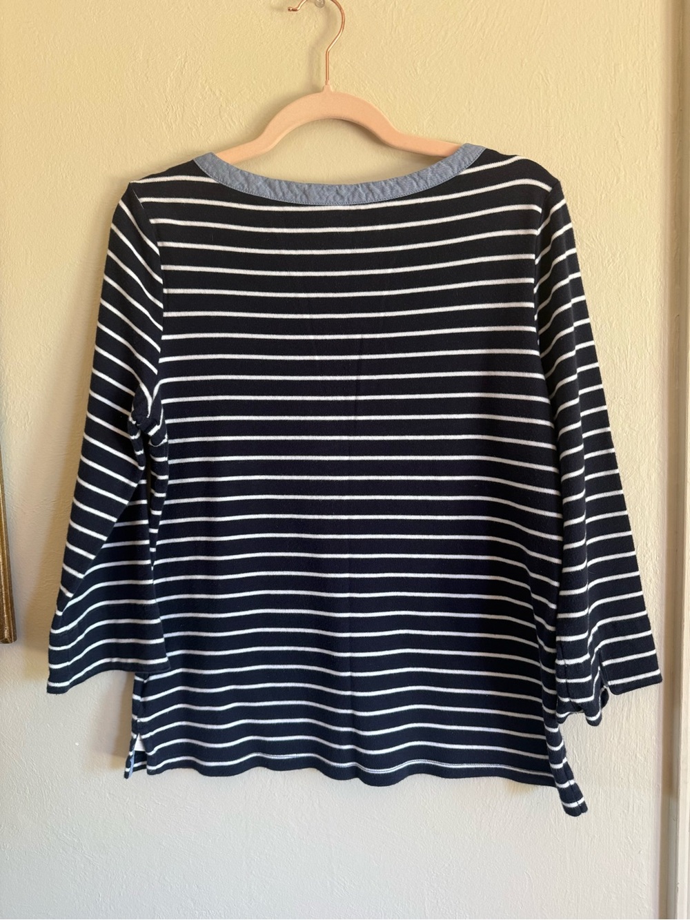 Nautica Navy and White Striped 3/4 Bell-Sleeve Top - Picture 3 of 8